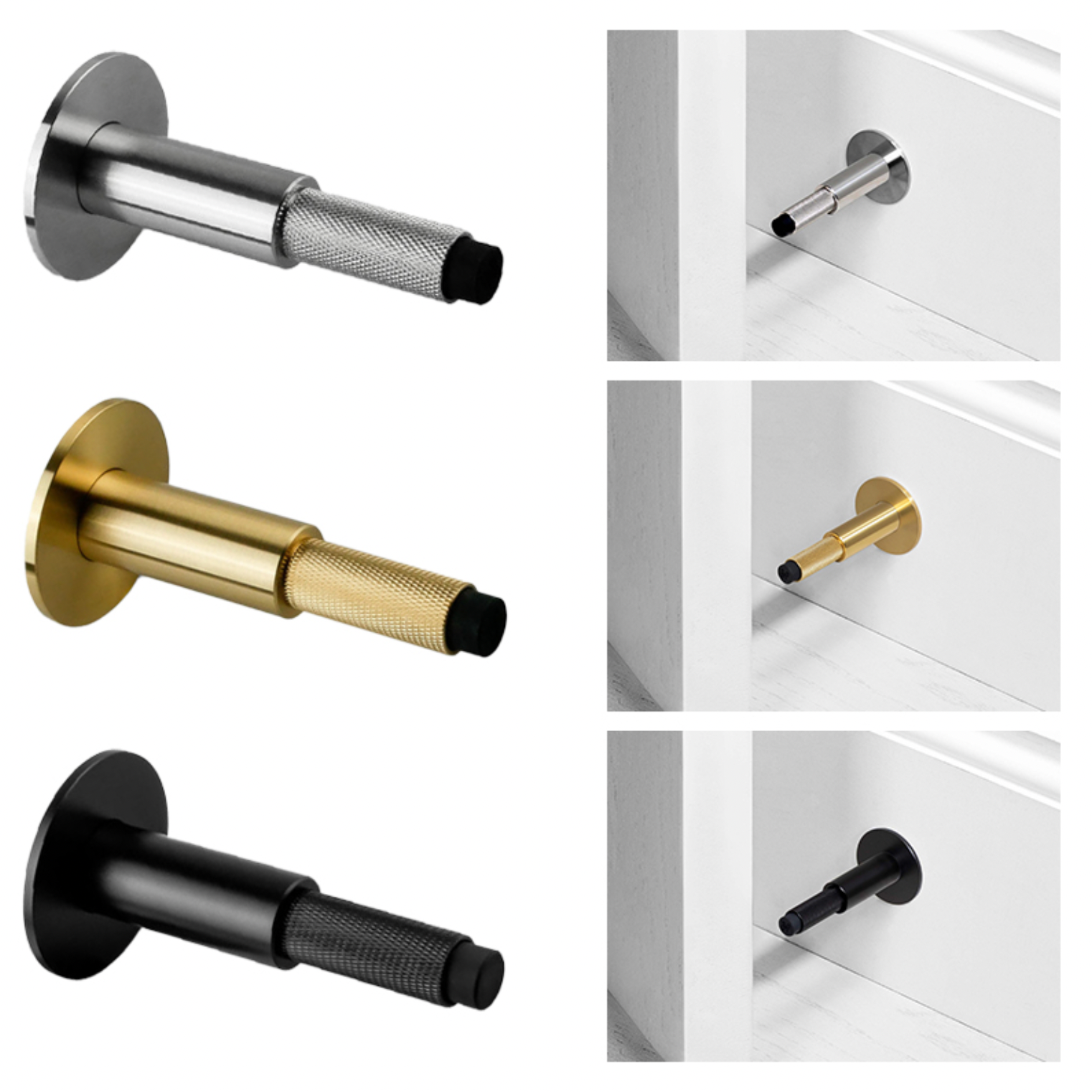 Diamond-cut Brass Cross Knurled Door Stop