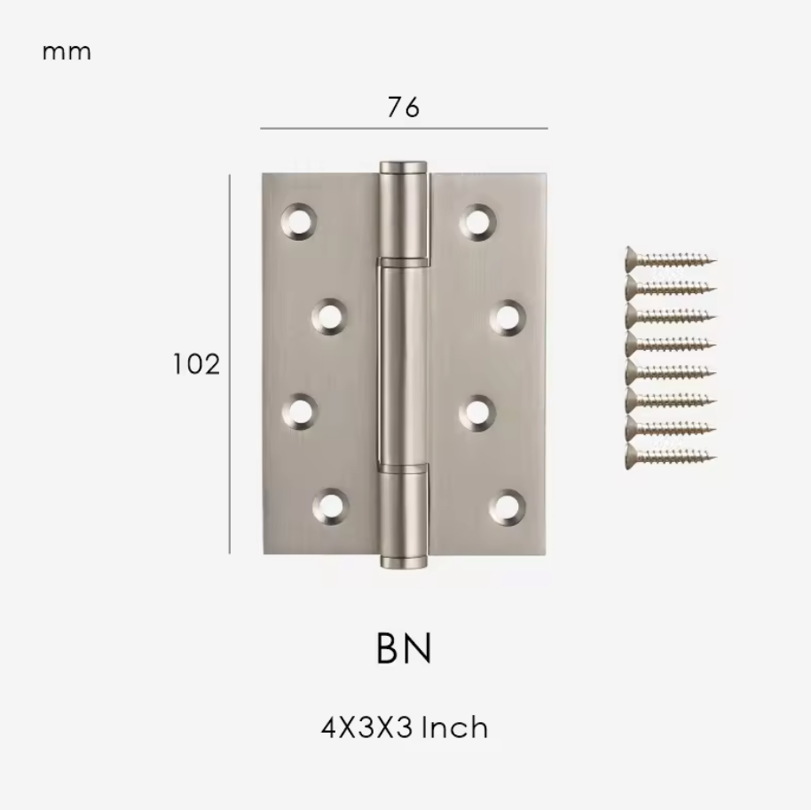 Vellum Solid Brass 4 Inch Smooth Interior Door Hinge Brushed Nickel