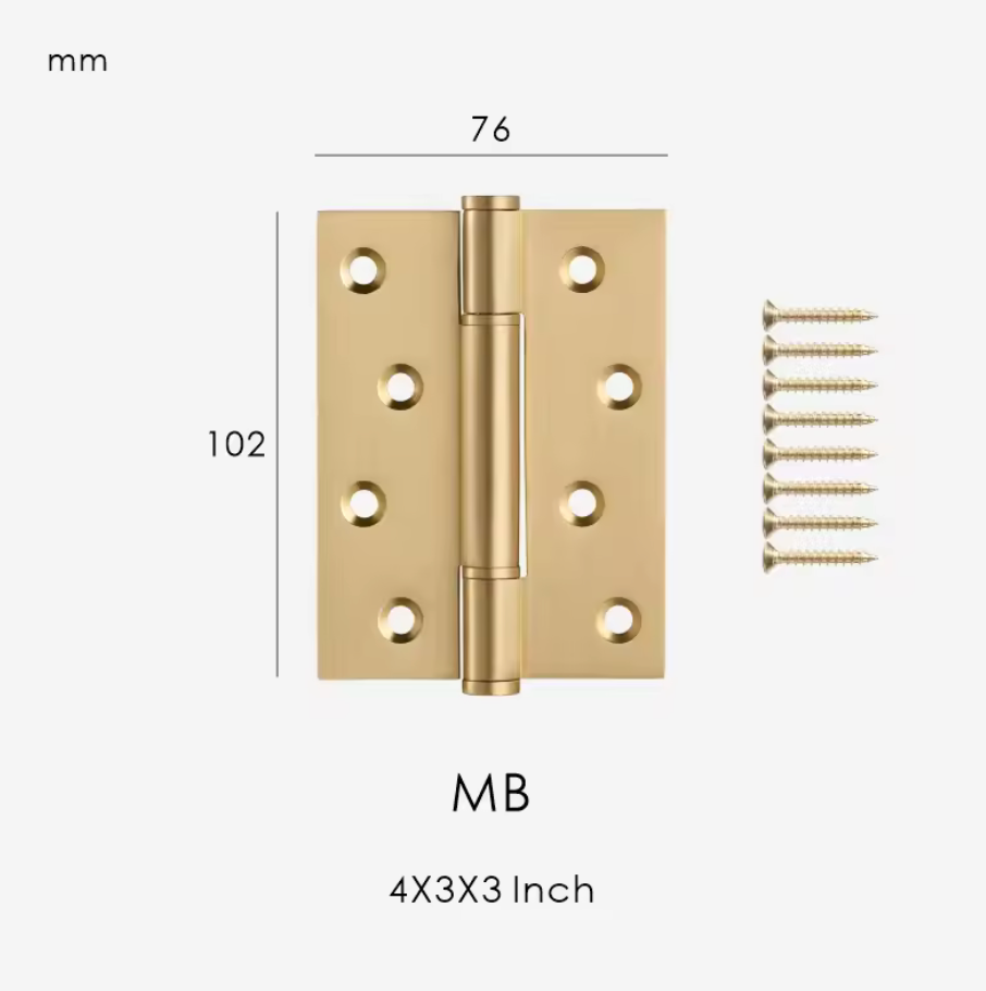Vellum Solid Brass 4 Inch Smooth Interior Door Hinge Brass