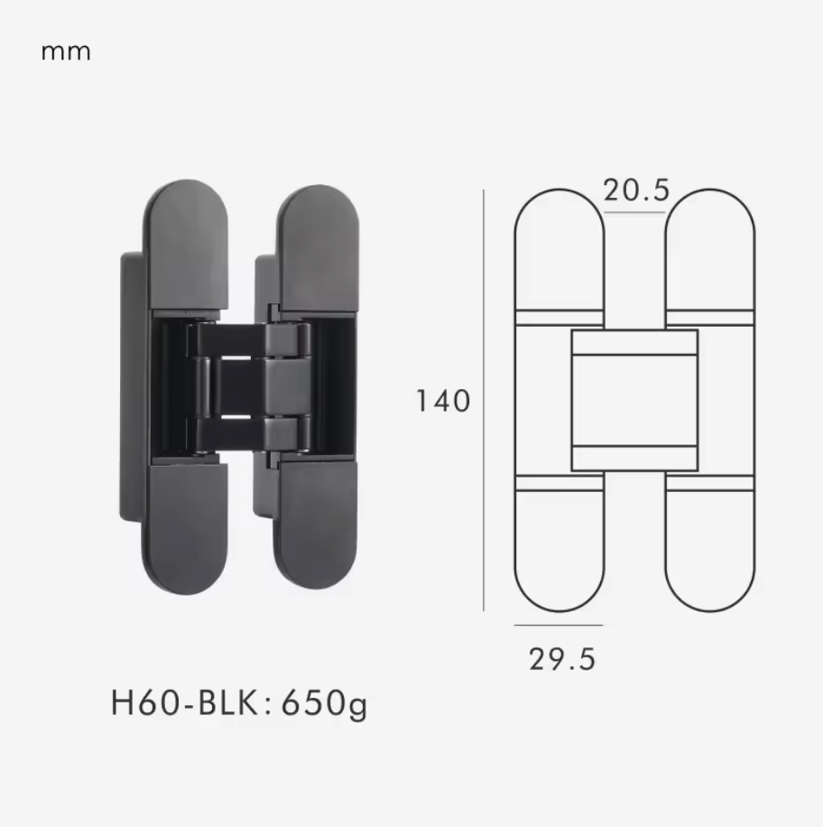 Vellum Invisible Door Hinges 3D Adjustable Concealed Hinges Black Forge