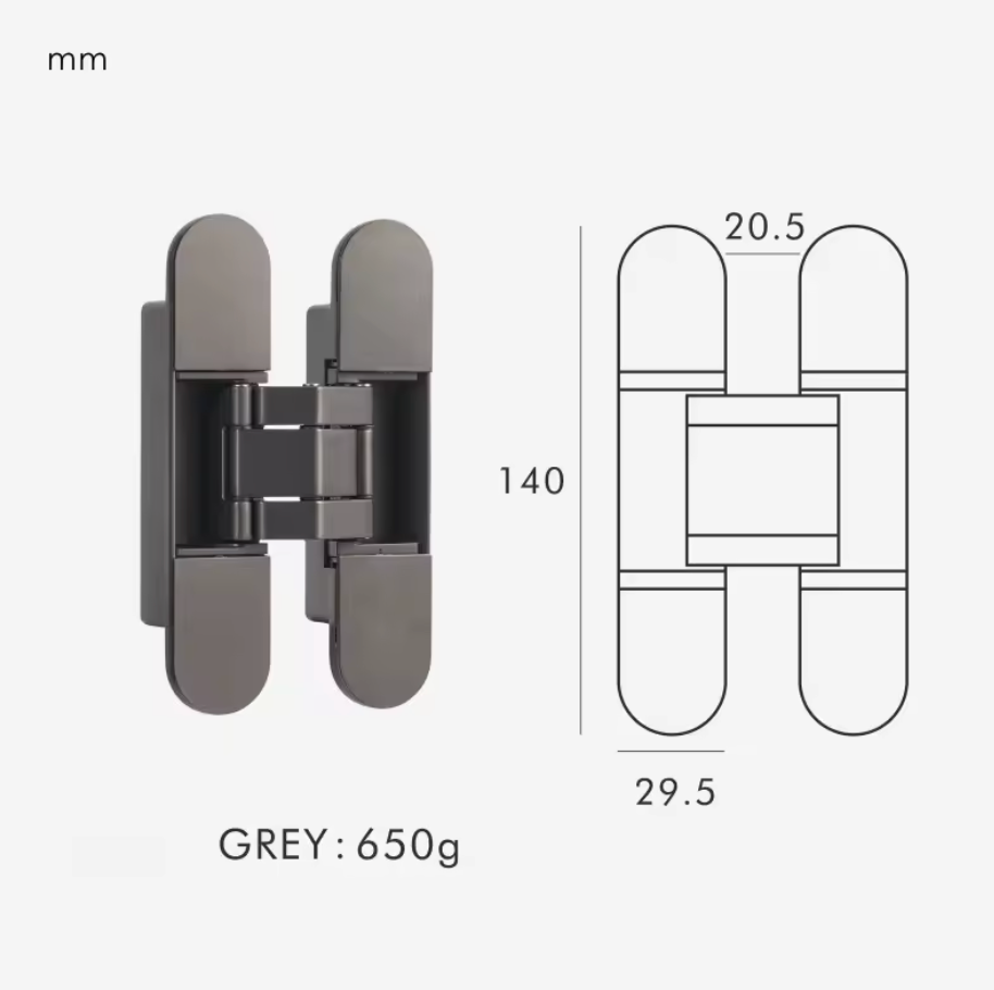 Vellum Invisible Door Hinges 3D Adjustable Concealed Hinges Grey Forge